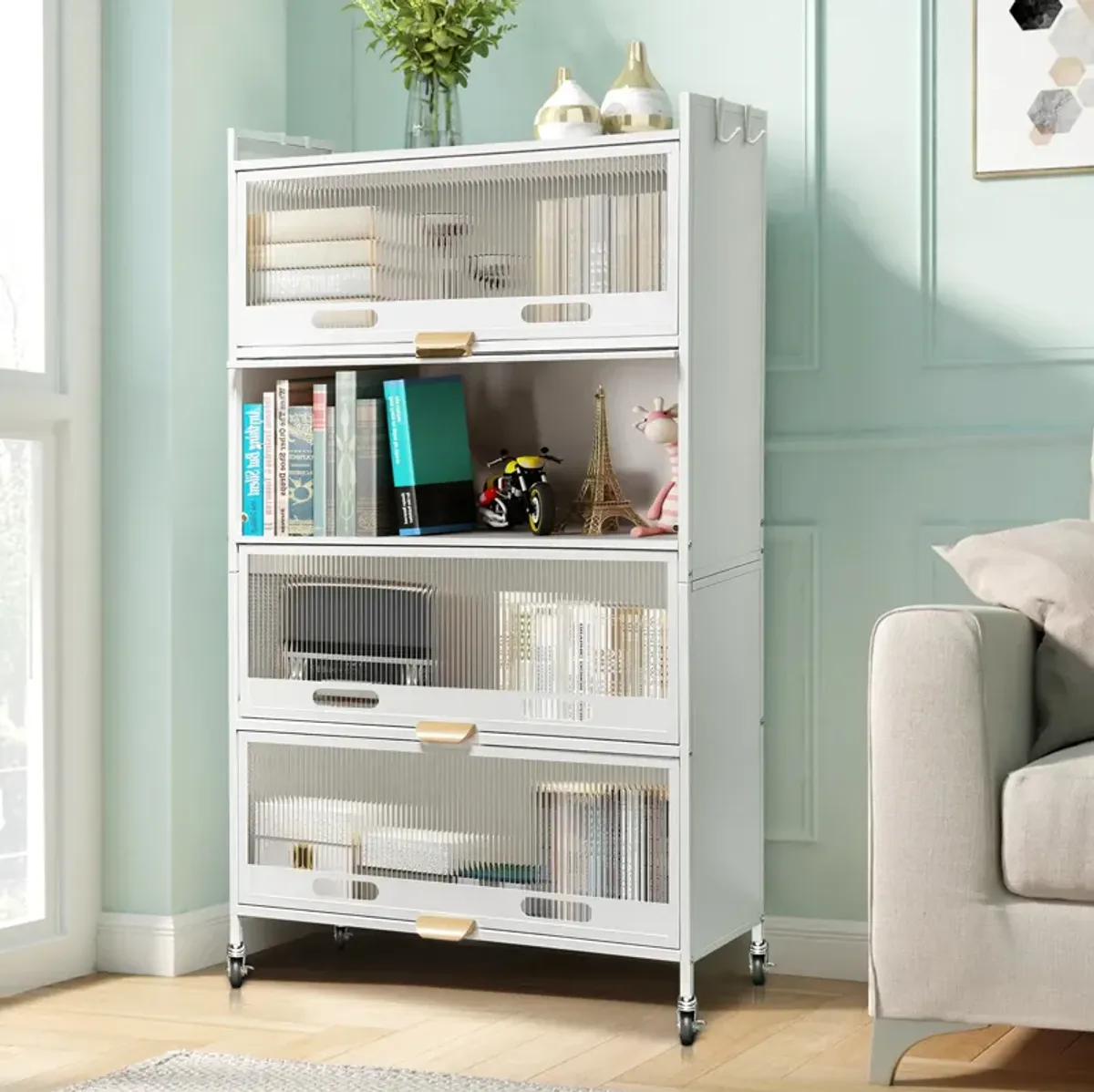 Mega Casa 57.46'' Tall Steel 4-Door And 5-Layer Organization Cabinet