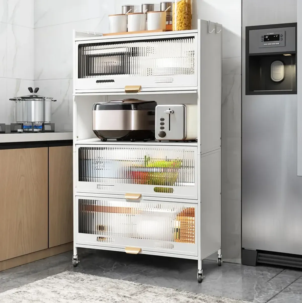 Mega Casa 57.46'' Tall Steel 4-Door And 5-Layer Organization Cabinet