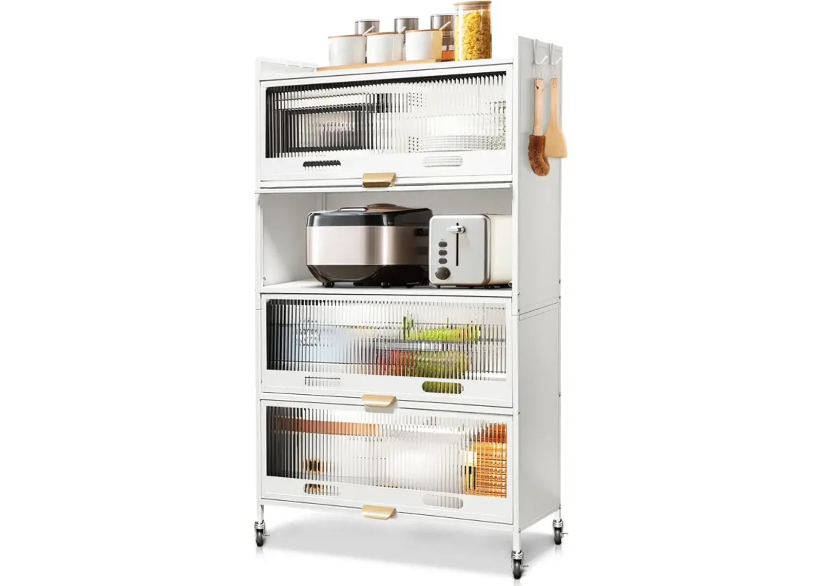 Mega Casa 57.46'' Tall Steel 4-Door And 5-Layer Organization Cabinet