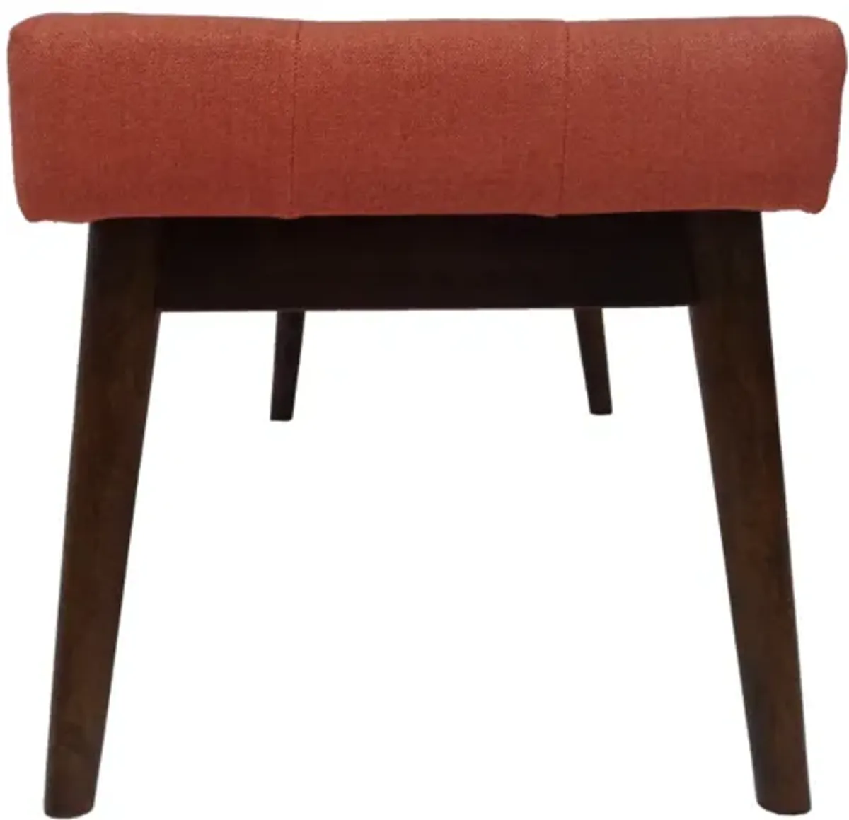 Lam Accent Ottoman Bench, 44 Inch Button Tufted Design, Coral Orange - Benzara