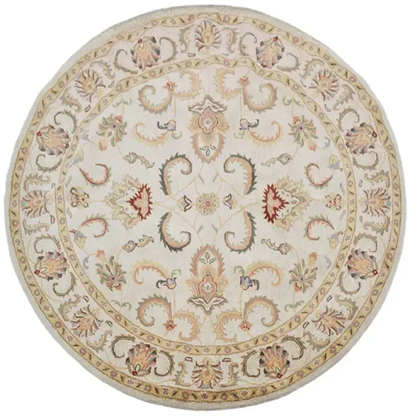 RUGSOTIC CARPETS HAND TUFTED WOOL ECO-FRIENDLY AREA RUGS  - 10'x10', Round Shape, Beige & Ivory, Classic Oriental Traditional  Design, High Pile Thick Handmade Anti Skid Area Rugs (K0BG09)