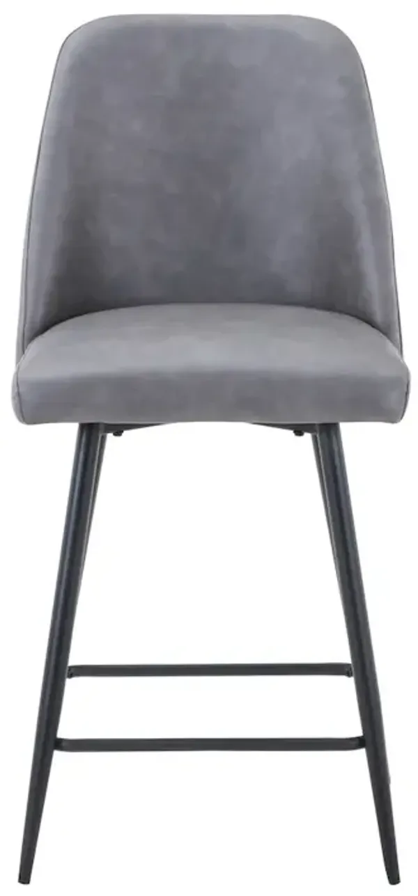 Jofran Mid-Century Modern Faux Leather Upholstered Counter Height Barstool (Set of 2)