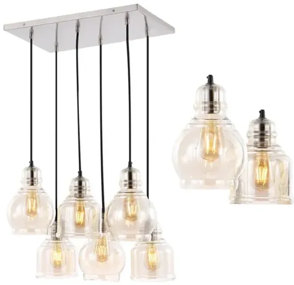 Sydney 6-Light Bohemian Farmhouse Iron/Glass Cluster LED Pendant