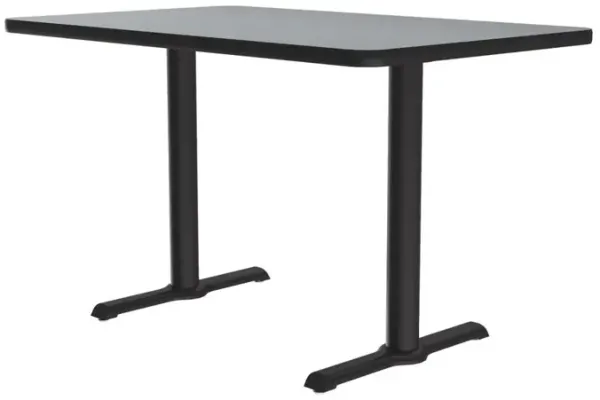 Correll Table Height Deluxe High-Pressure Café and Breakroom Table 30x60, RECTANGULAR GRAY GRANITE, BLACK