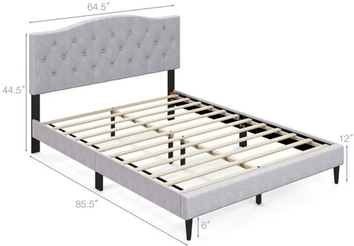 Hivvago Queen Size Upholstered Platform Bed with Button Tufted Headboard