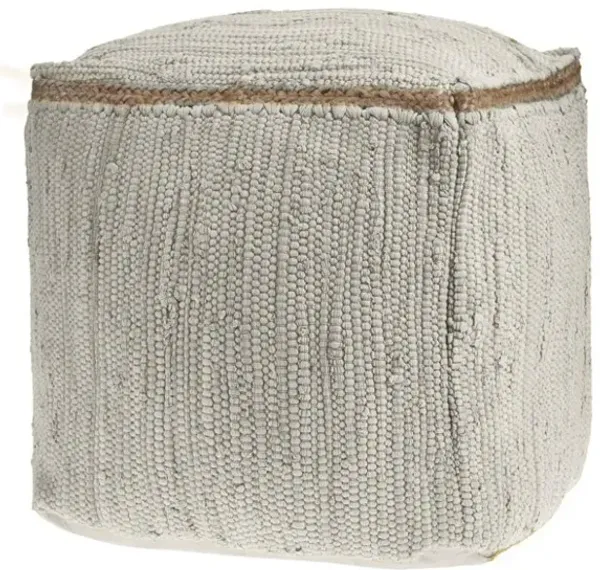Hivvago 18 Inch Gray and Natural Cotton And Jute Cube Pouf Ottoman