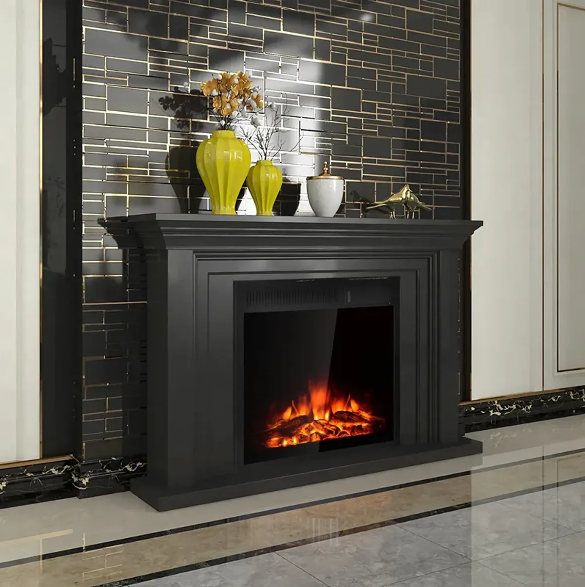 Electric Fireplace Insert Freestanding and Recessed Heater