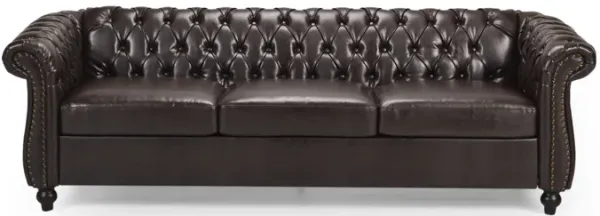 Merax Chesterfield Style Sofa  Tufted Nailhead Accents Scrolled Arms Low Profile