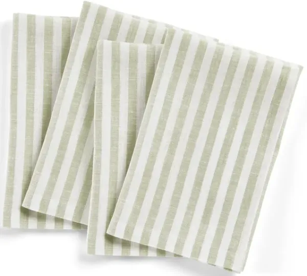 Solino Home 100% Pure Linen Dinner Napkins | Amalfi Stripe