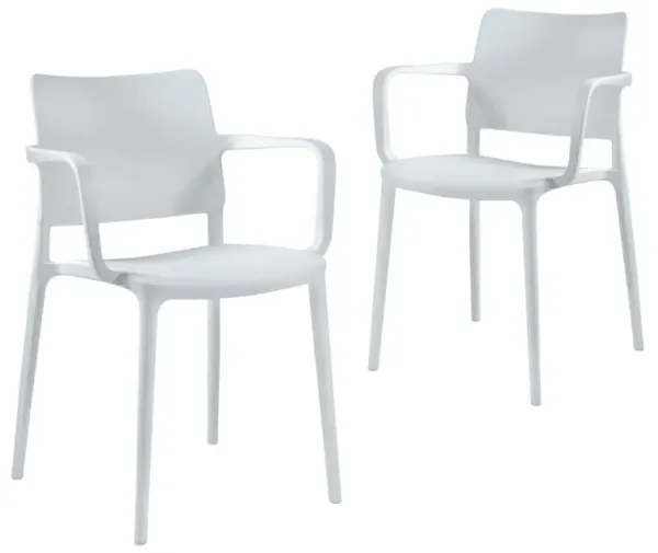 Omax Decor Cleo Arm Resin Patio Dining Chair in White - (Set of 2)