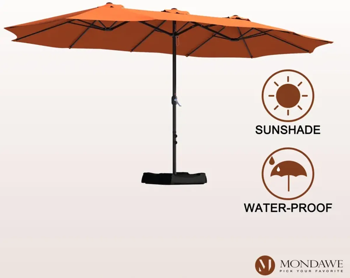 MONDAWE 15ft Rectangular Double-Sided Outdoor Patio Market Umbrella Coffee
