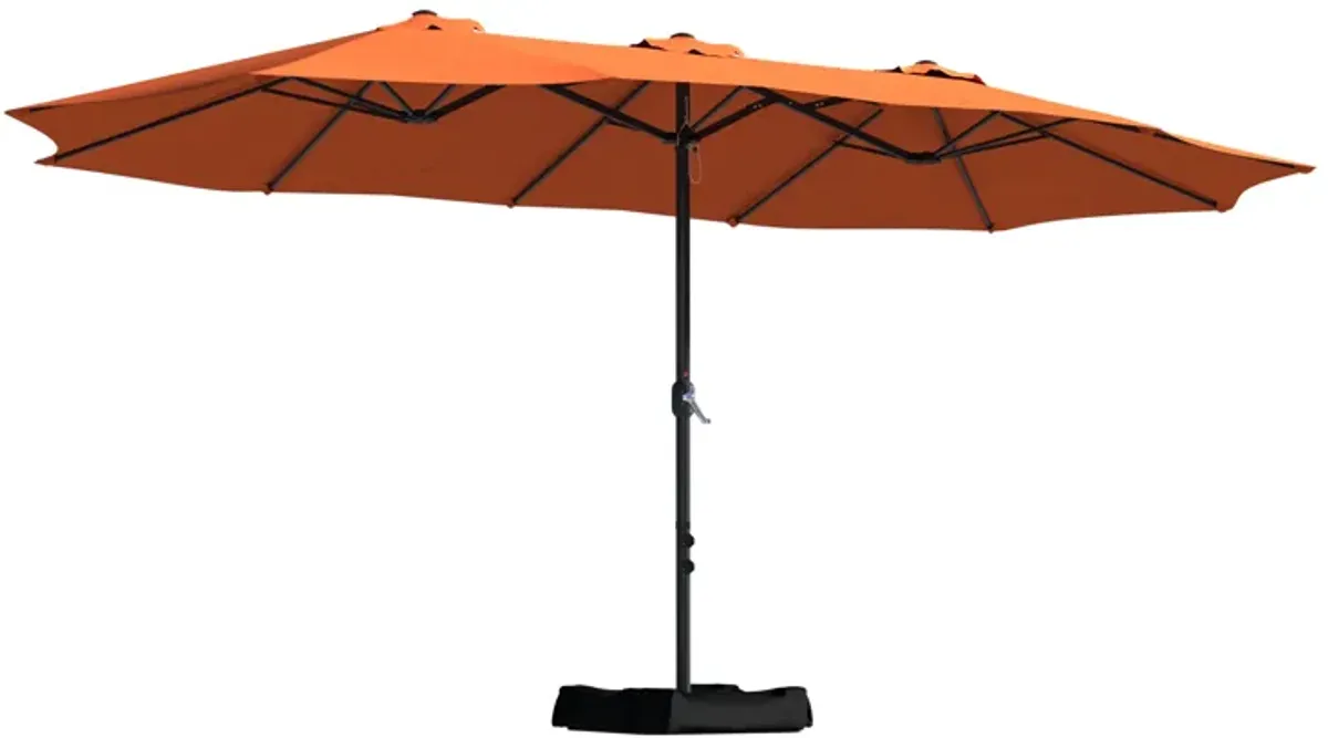 MONDAWE 15ft Rectangular Double-Sided Outdoor Patio Market Umbrella Coffee