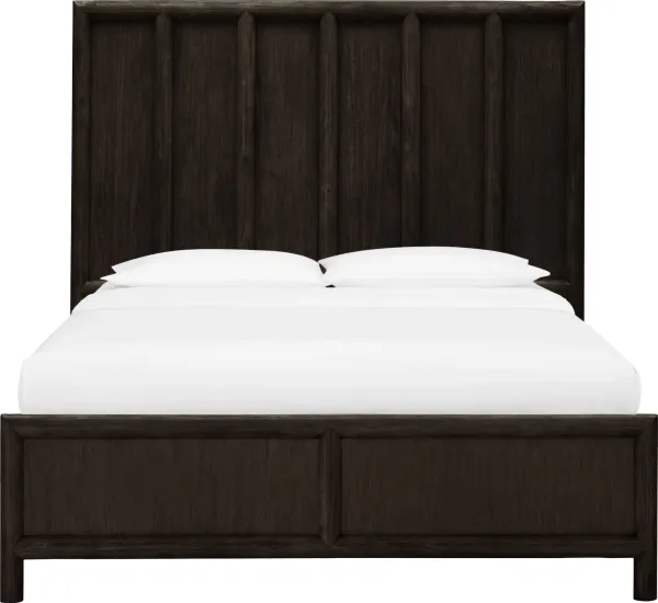 Dorsey California King-size Wooden Panel Bed in Basalt Grey