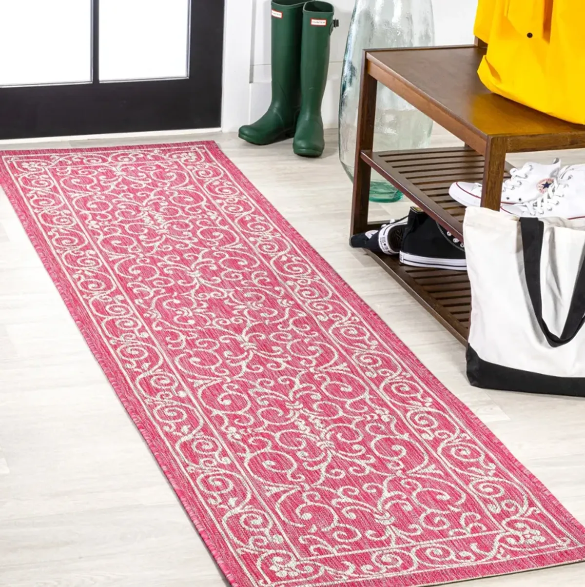 Charleston Vintage Filigree Textured Weave Indoor/Outdoor Area Rug