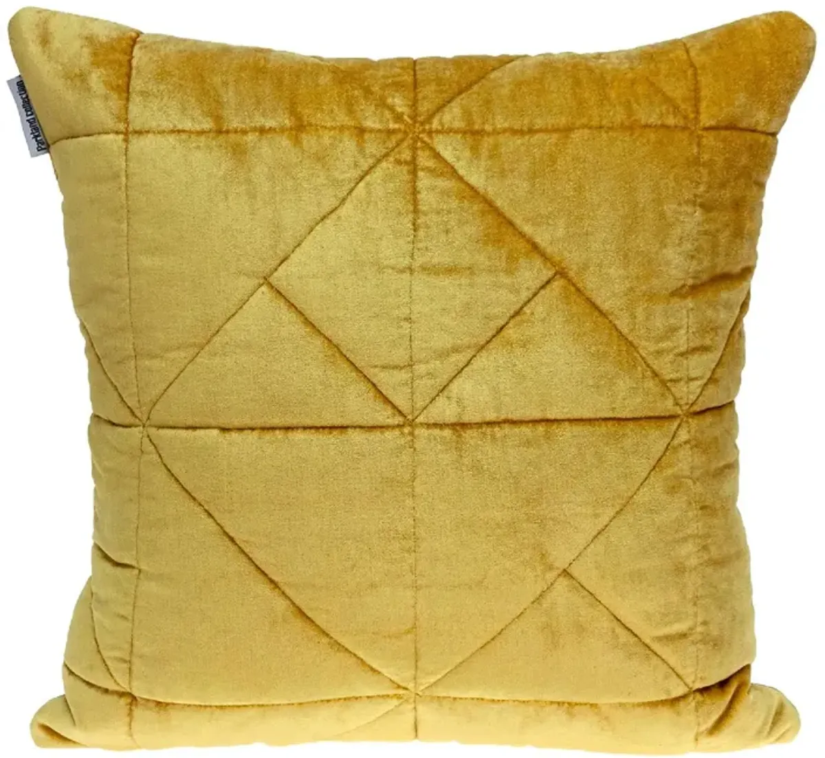 20" Solid Mustard Yellow Geometric Quilted Square Throw Pillow