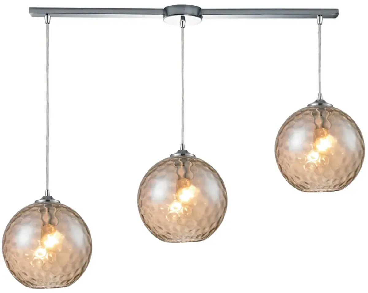 Watersphere 3 Light Linear Silm Pendant in Bronze