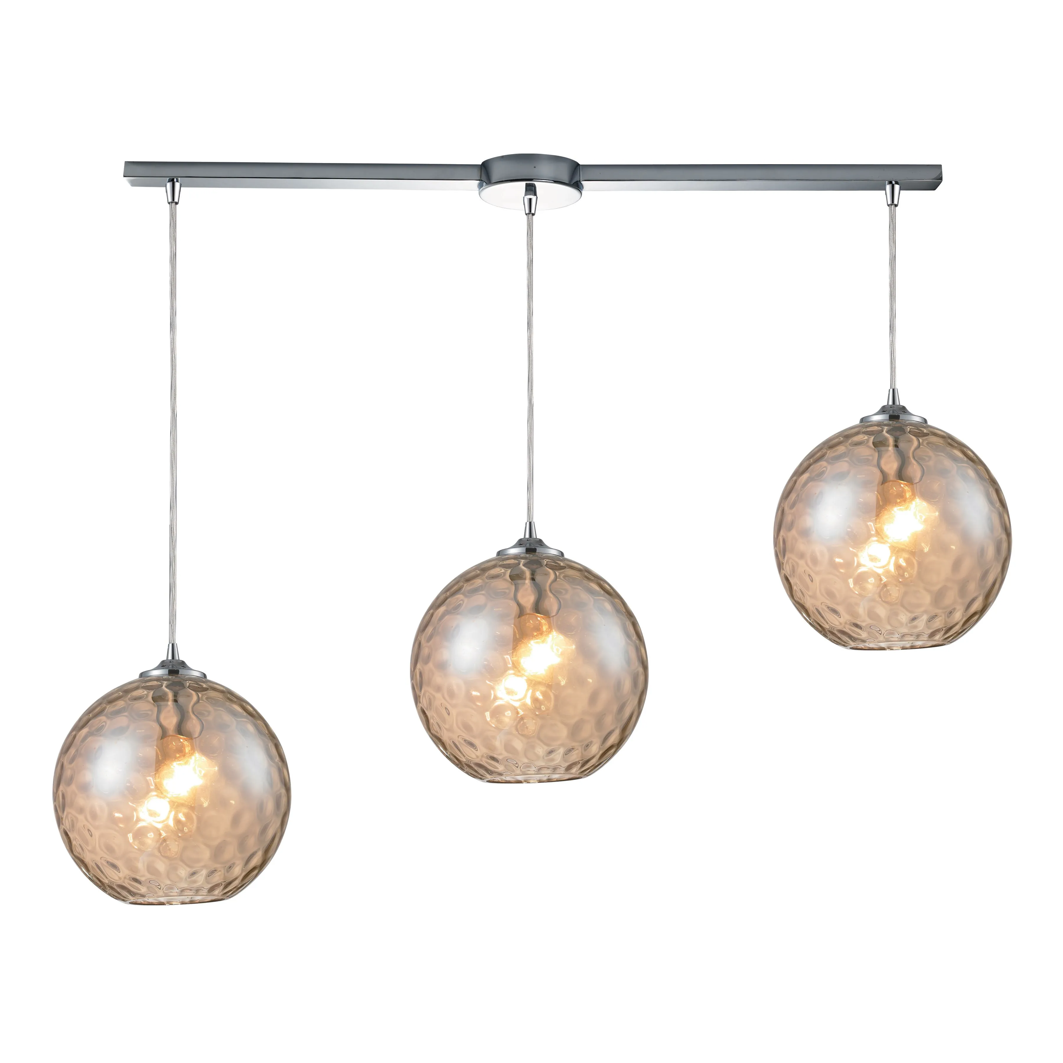 Watersphere 3 Light Linear Silm Pendant in Bronze