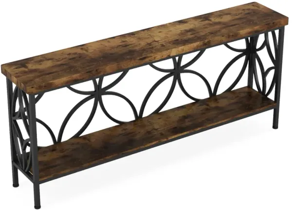 70.9-Inch Narrow Sofa Table, Industrial Long Sofa Table Behind Couch, Entry Console Table with Storage for Entryway, Living Room, Foyer, Unique Design