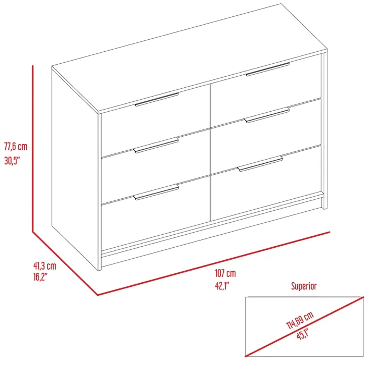 4 Drawer Double Dresser Maryland, Bedroom, Black / Pine