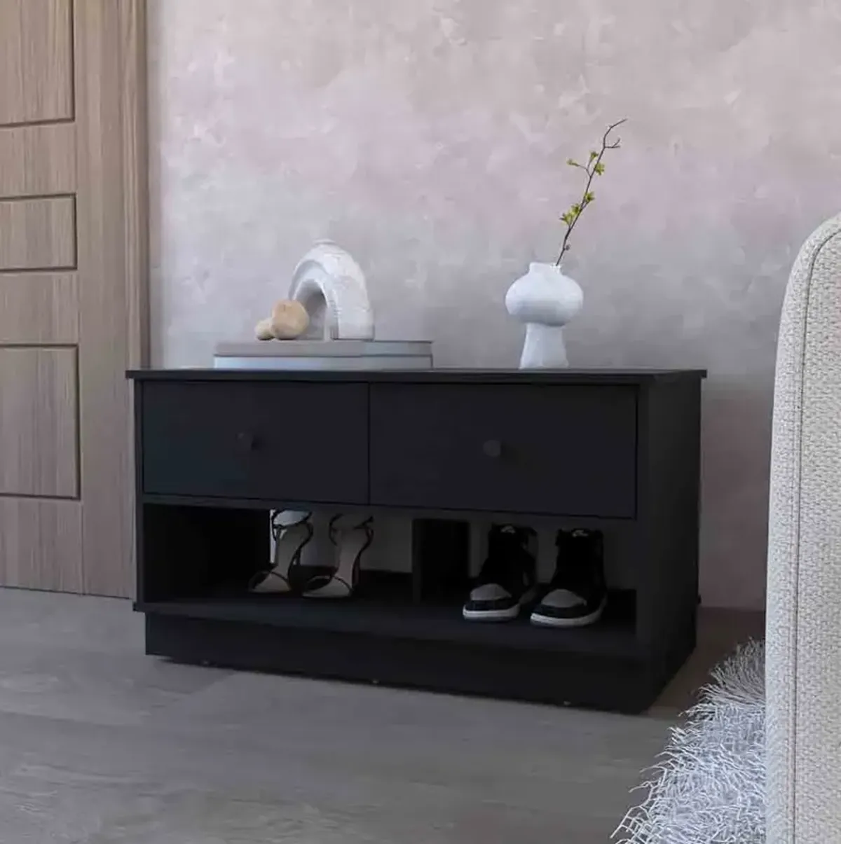 Storage Bench Beji, Living Room, Black