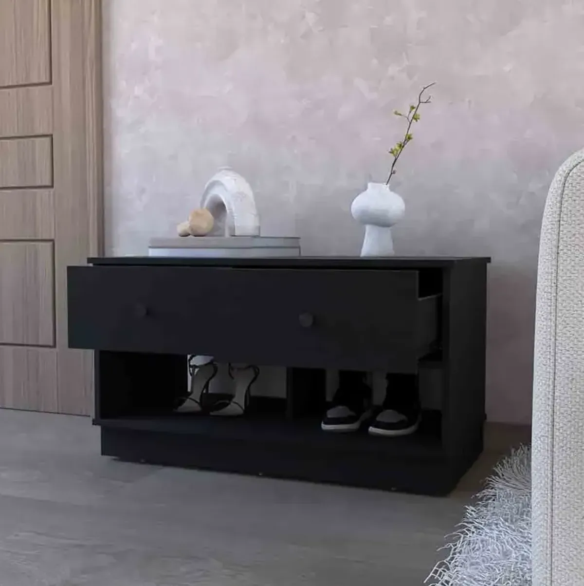 Storage Bench Beji, Living Room, Black