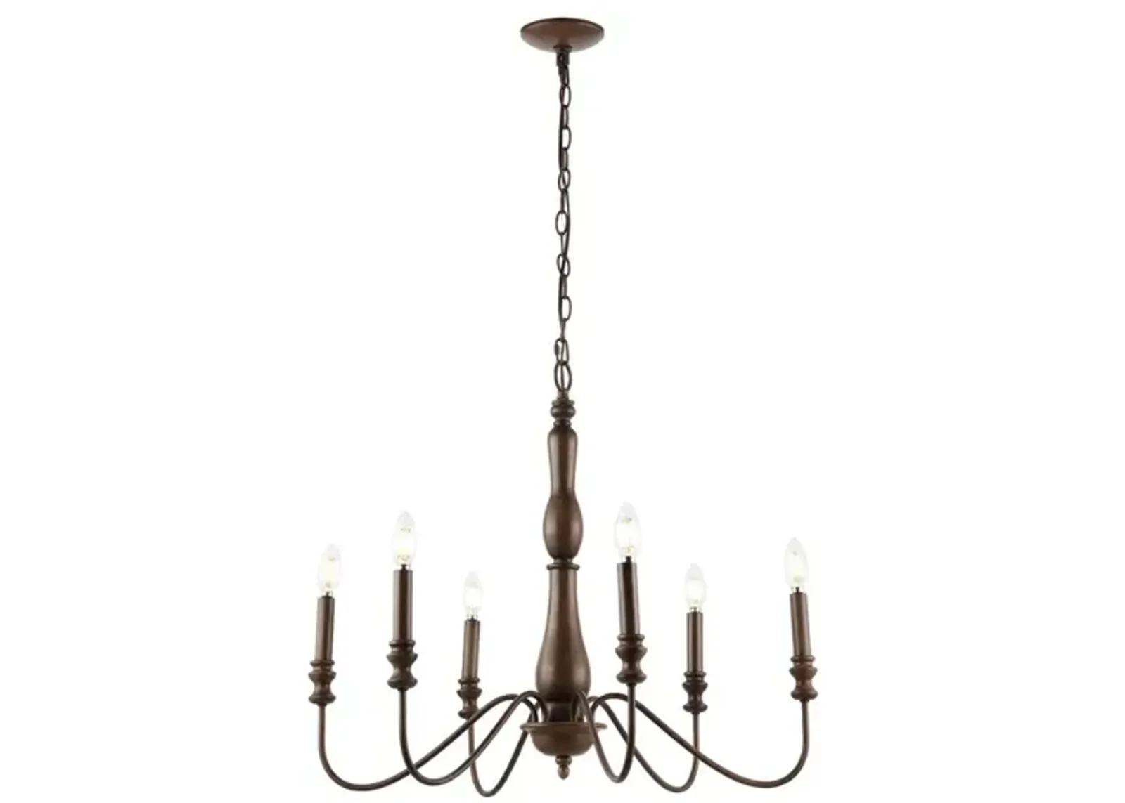 Victoria 29" 6-Light Rustic Midcentury Iron LED Chandelier, Brown