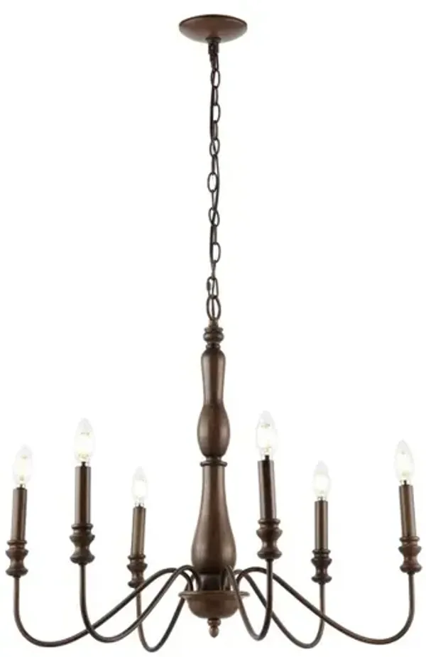 Victoria 6-Light Rustic Midcentury Iron LED Chandelier