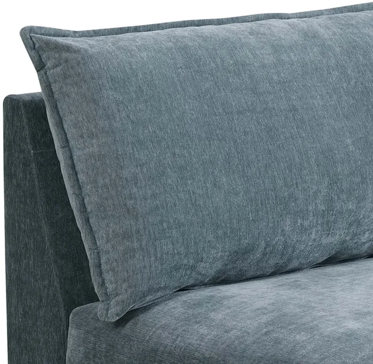 Rio 33 Inch Modular Armless Sofa Chair, Lumbar Cushion, Slate Blue Fabric - Benzara