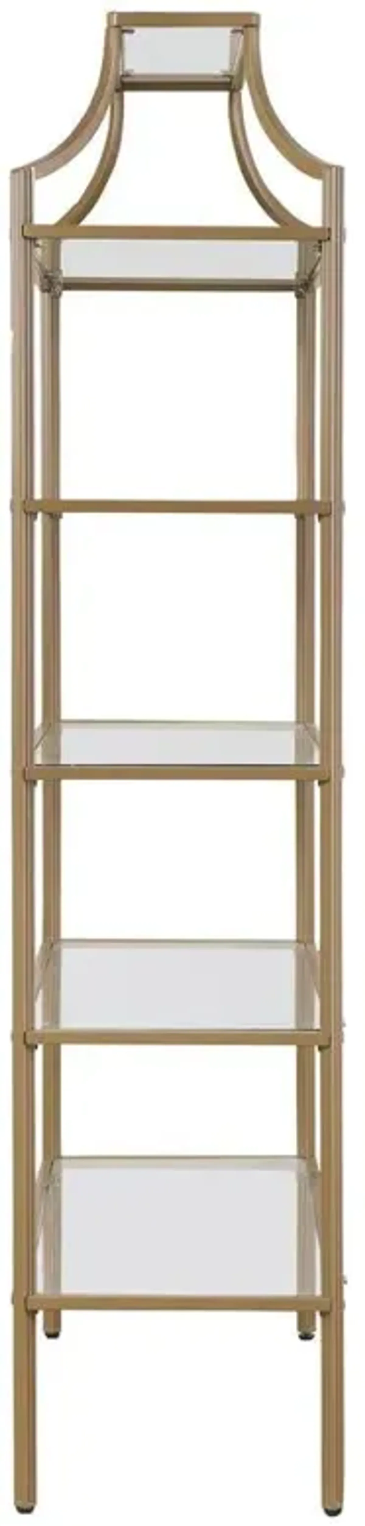 Serena 5-tier Tempered Glass Shelves Bookcase Matte Gold