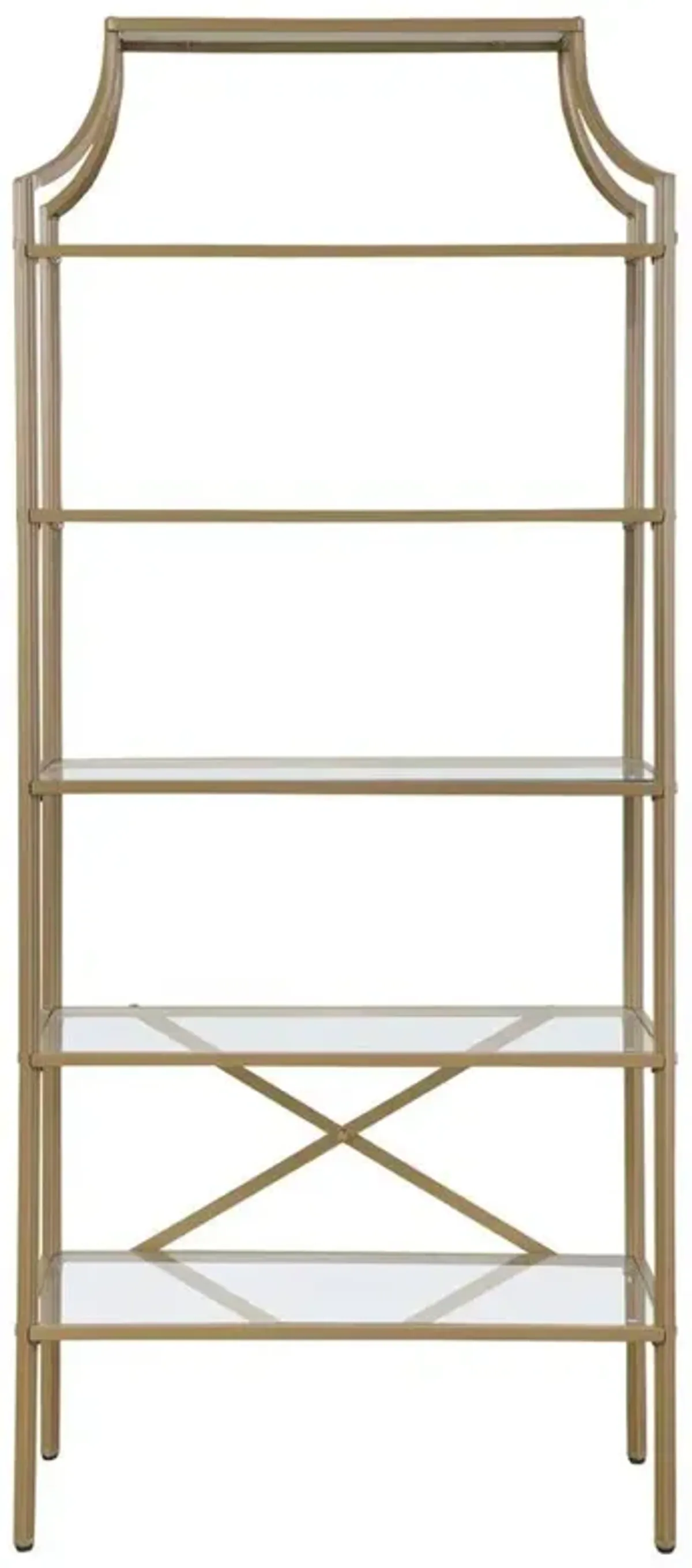 Serena 5-tier Tempered Glass Shelves Bookcase Matte Gold