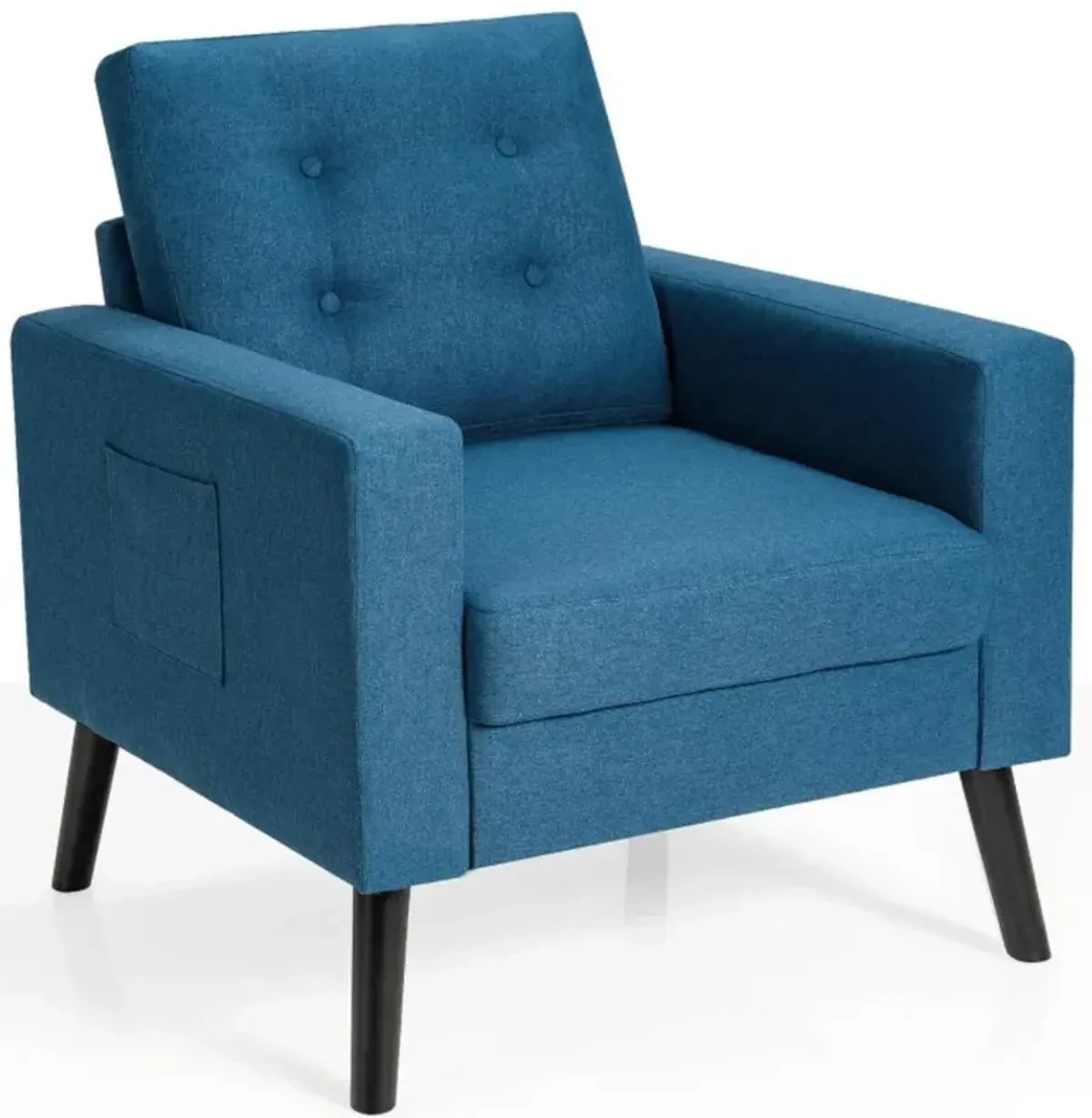 Hivvago Mid-Century Upholstered Armchair Club Chair with Rubber Wood Legs