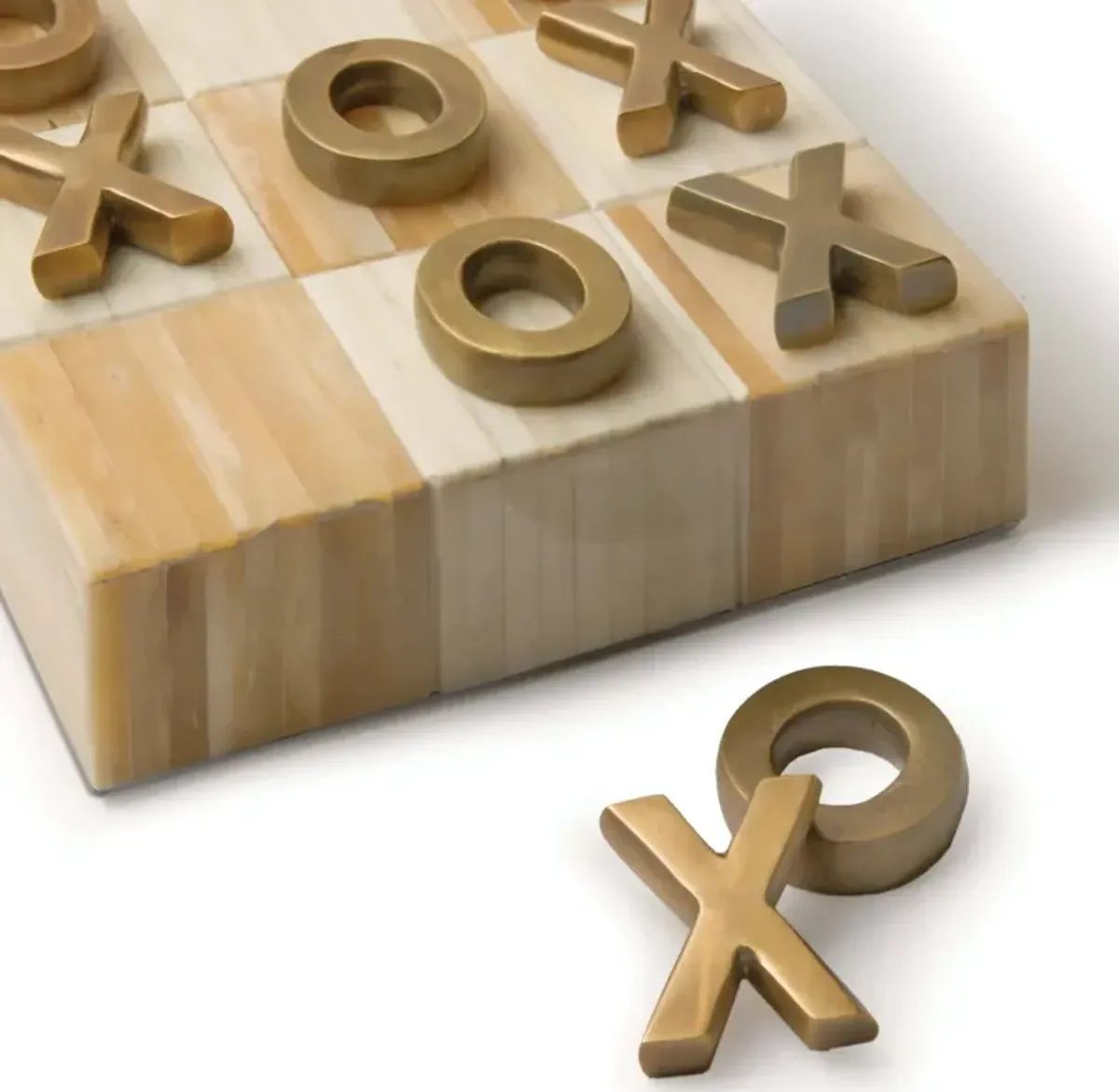 Tic Tac Toe Flat Board With Brass Pieces