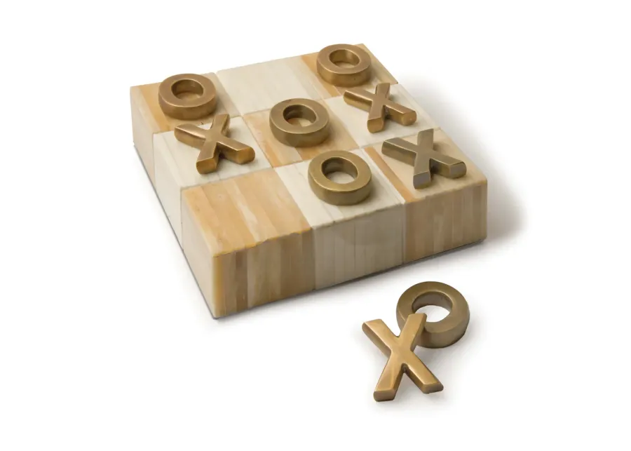 Tic Tac Toe Flat Board With Brass Pieces