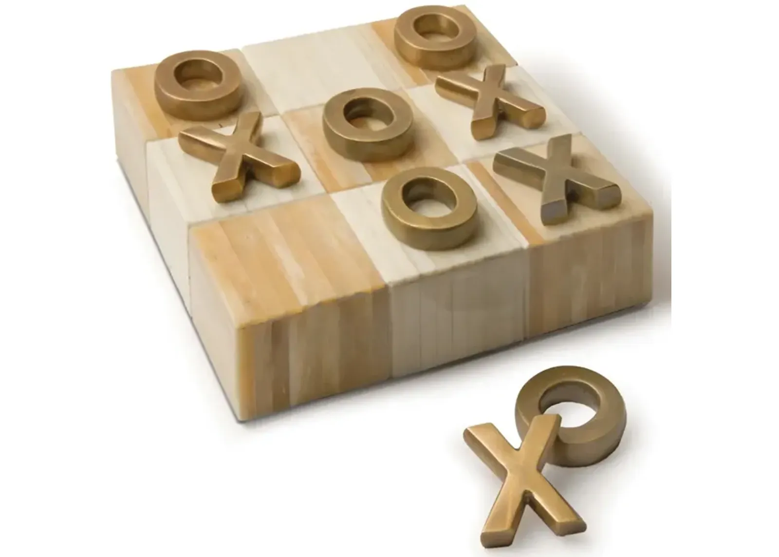 Tic Tac Toe Flat Board With Brass Pieces