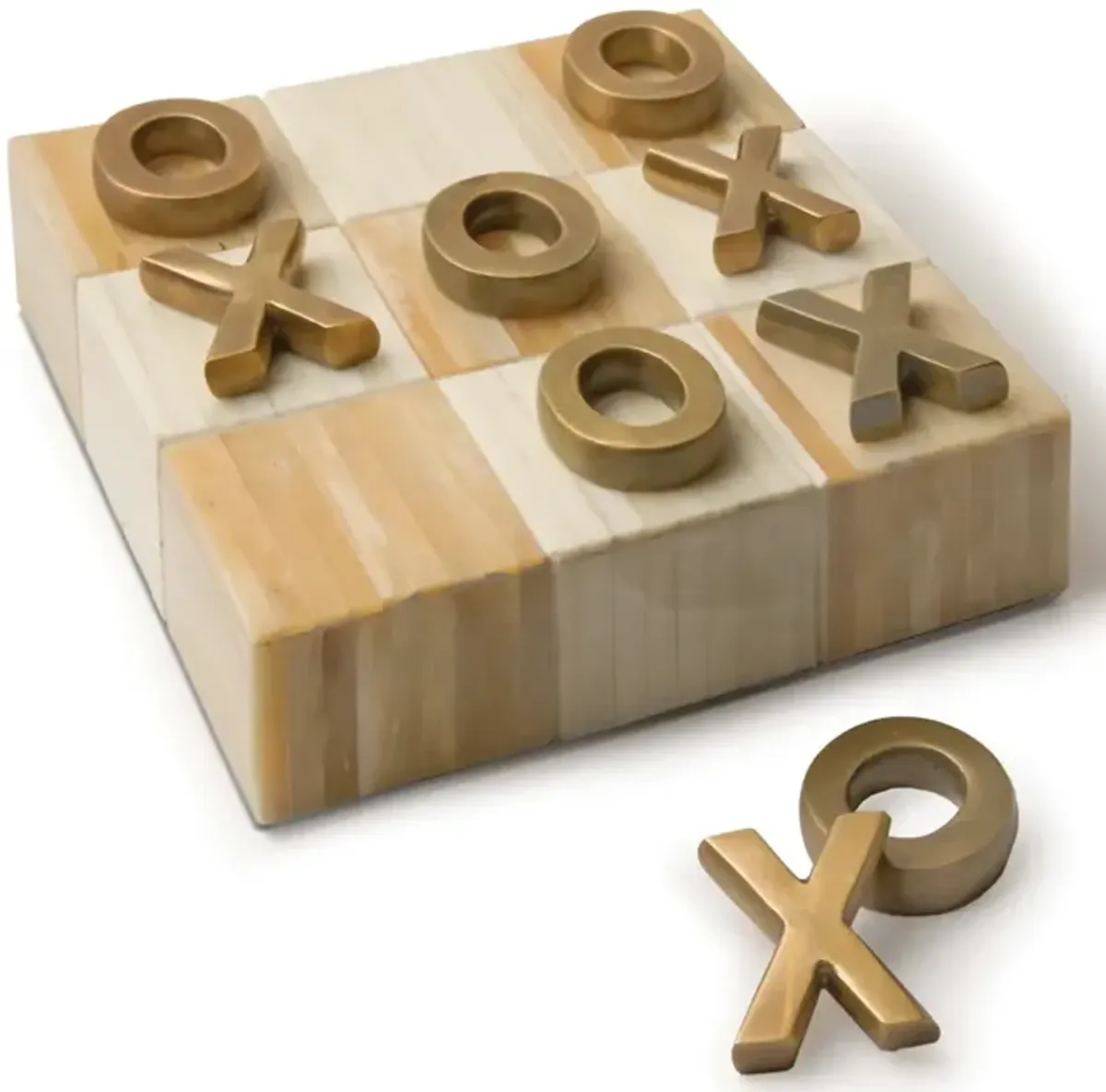 Tic Tac Toe Flat Board With Brass Pieces