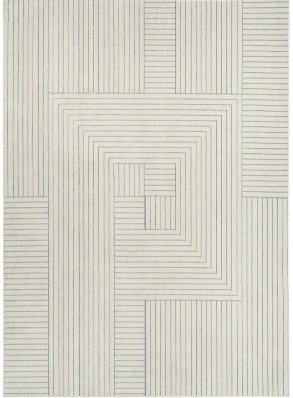Washable Decor WSD11 Cream/Blue 6'7" x 9' Rug