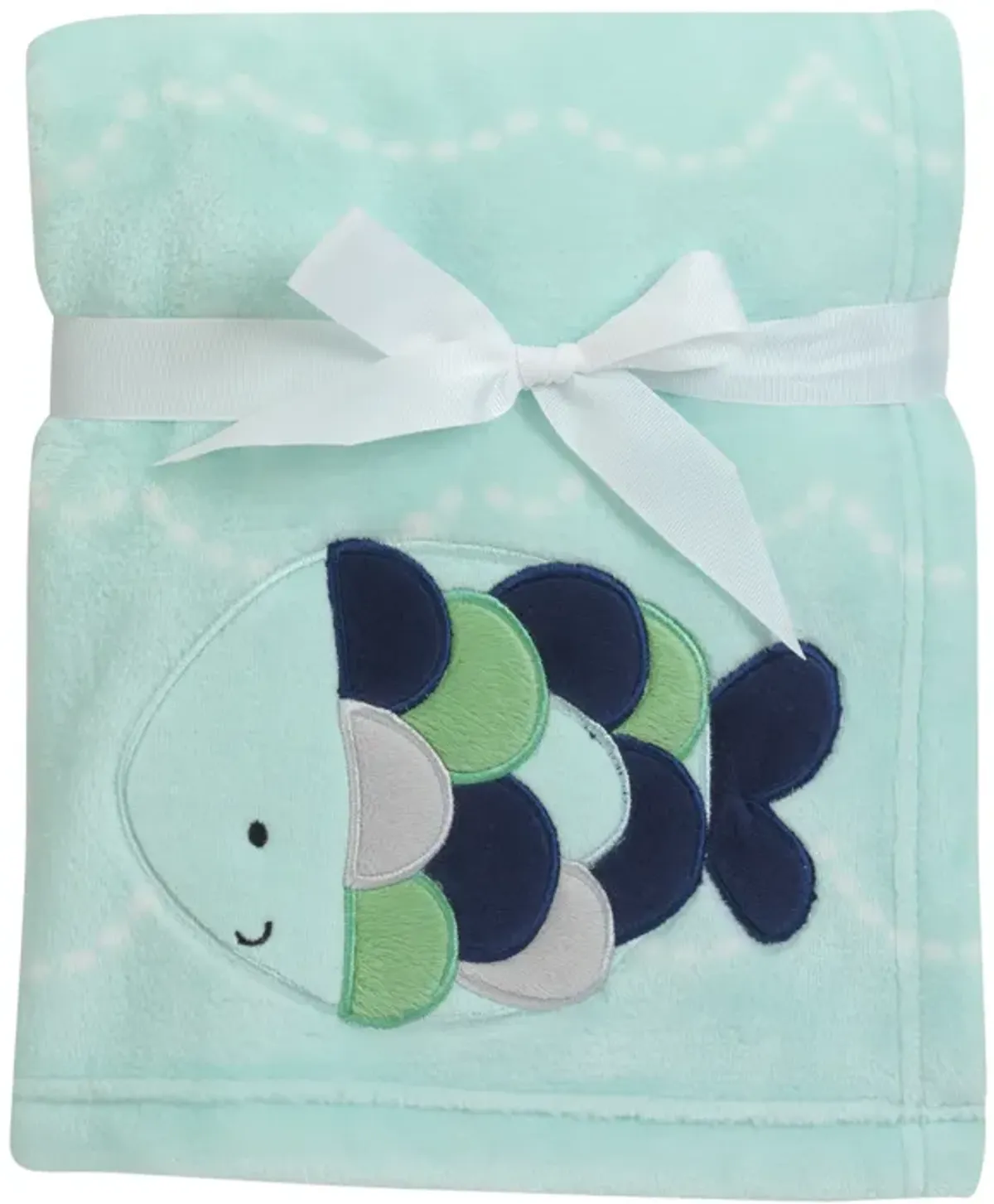 Lambs & Ivy Oceania Blue Turquoise Coral Fleece Baby Blanket with Fish