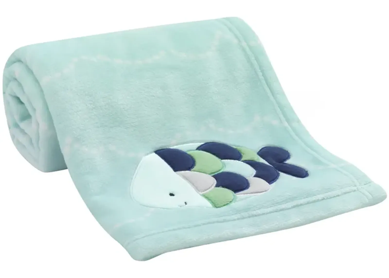 Lambs & Ivy Oceania Blue Turquoise Coral Fleece Baby Blanket with Fish