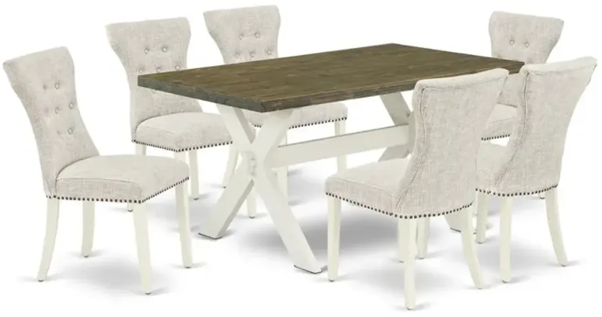 East West Furniture X076Ga235-7 - 7-Piece Kitchen Table Set - 6 Parson Chairs and a Rectangular Kitchen Table Hardwood Structure