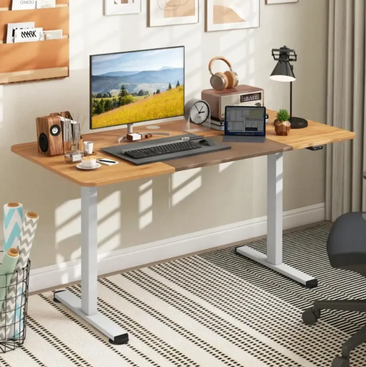 Hivvago 55 Inch Electric Standing Desk Adjustable with Cable Management Hole