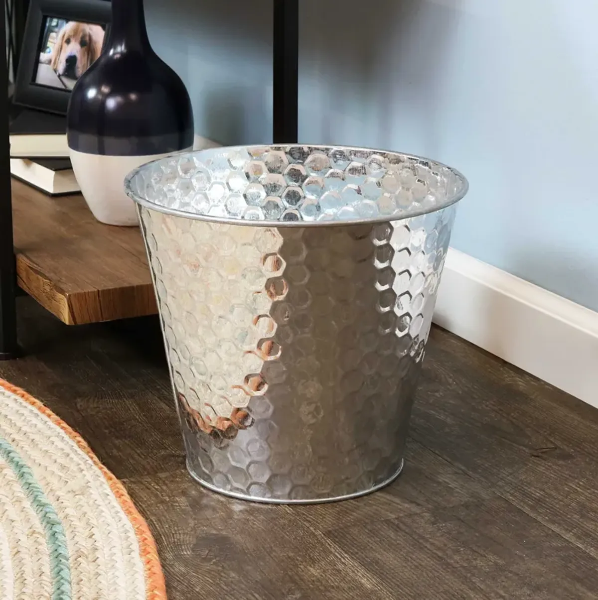 Sunnydaze Set of 4 Steel Buckets with Hexagon Pattern