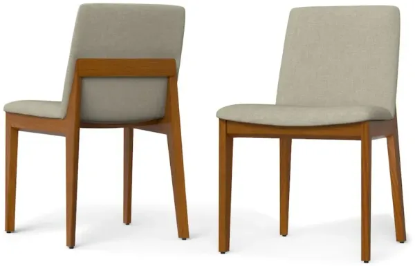 Simpli Home Selena Dining Chair (Set of 2) in Natural Linen Look Fabric