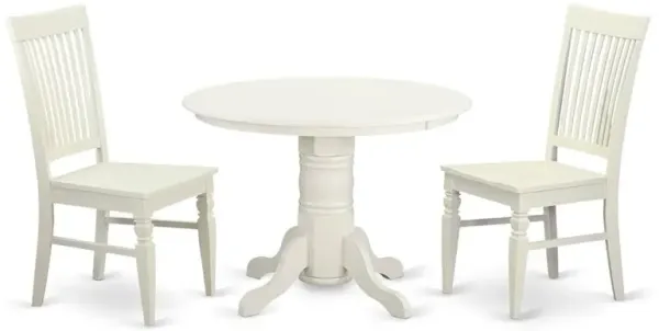 East West Furniture DMIP5-LWH-W 5 Piece Kitchen Table Set Contains 1 Drop Leaves Dining Room Table and 4 Black Kitchen Chair with Slatted Back - Linen White Finish