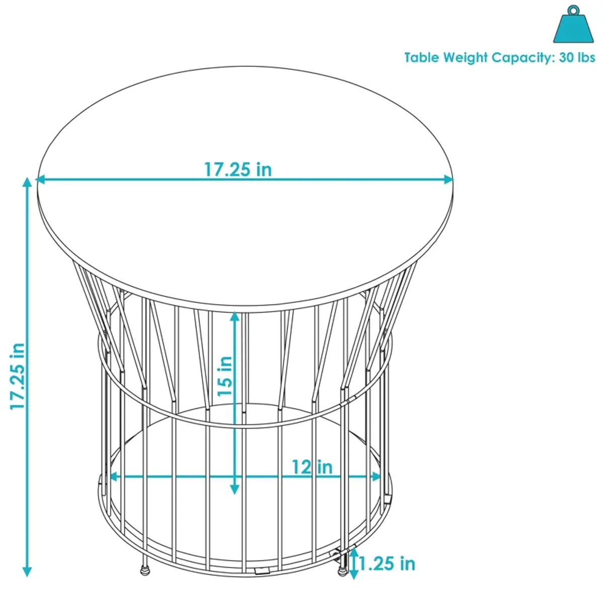 Sunnydaze Wire Pedestal End Table with MDF Pull-Open Tabletop