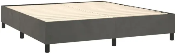 vidaXL King Sized Velvet Box Spring Bed Frame - Modern Style, Dark Gray, Simple Assembly Required, 81.1"x76"x13.8"