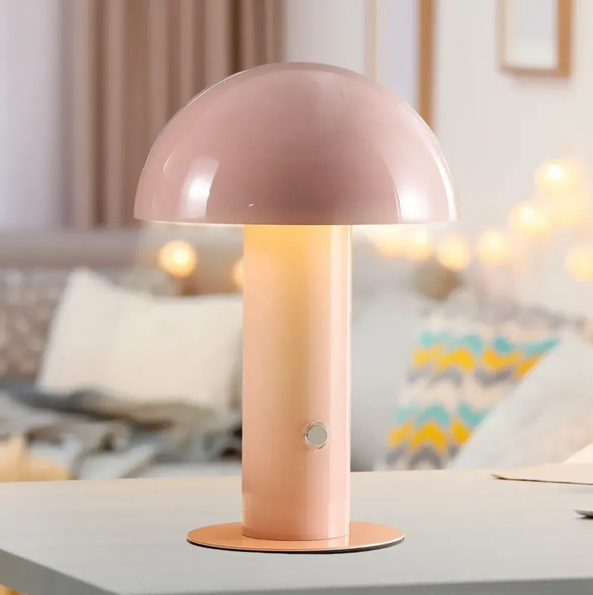 Boletus Contemporary Bohemian Rechargeablecordless Iron Integrated LED Mushroom Table Lamp