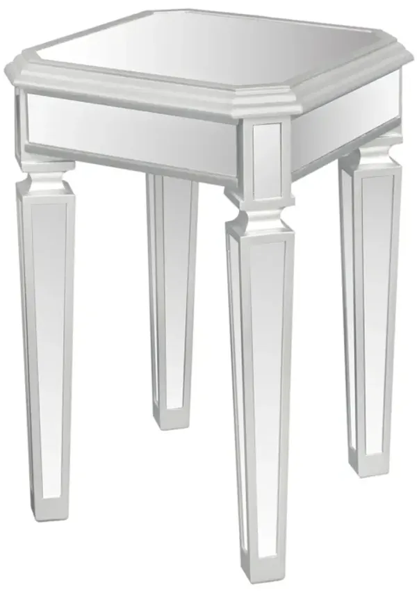 Modern Glass Mirrored End Table with Versatile Design, Easy Assembly Side Table for Living Room, Bedroom