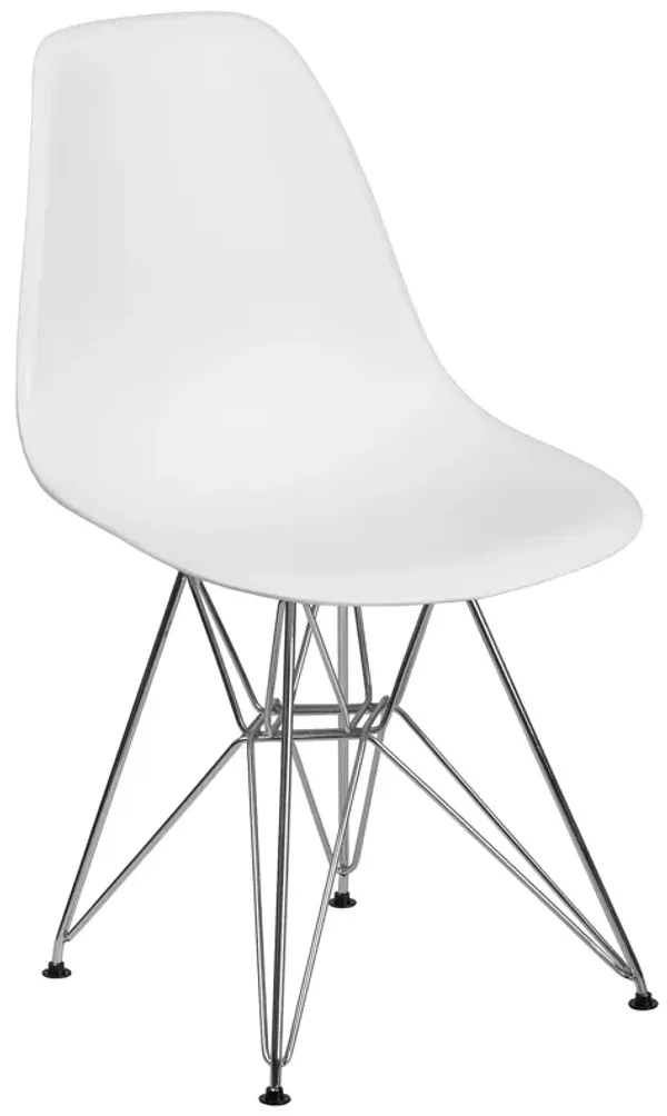 Flash Furniture Elon Series White Plastic Chair with Chrome Base