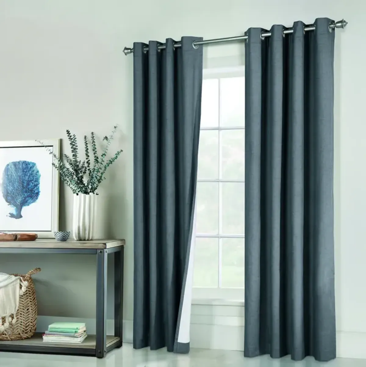 Thermaplus Ventura Blackout Grommet Curtain Panel Pair Frame Your Windows with Subtle Slub Textured Motif Each 78" x 84" Dark