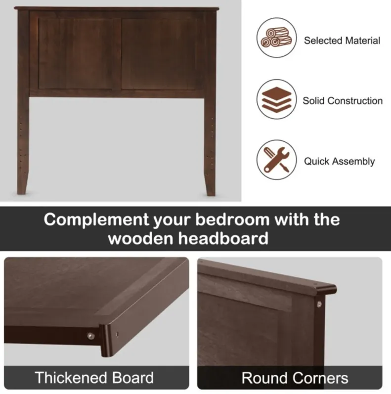 Solid Wood Flat Panel Headboard for Twin-size Bed